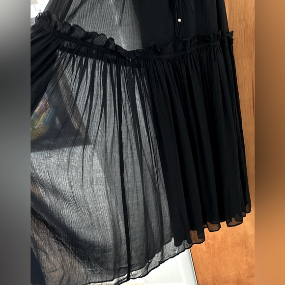 NWT Banana Republic Black Crinkle Maxi Dress with Silk - Size Small - Picture 12 of 13